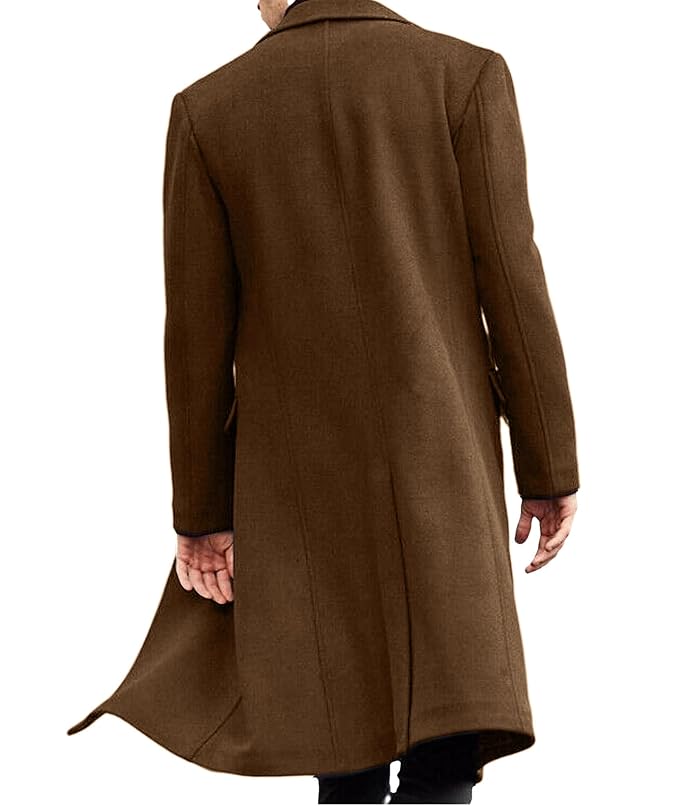 Men's Wool Blend Long Trench Coat - Image 3