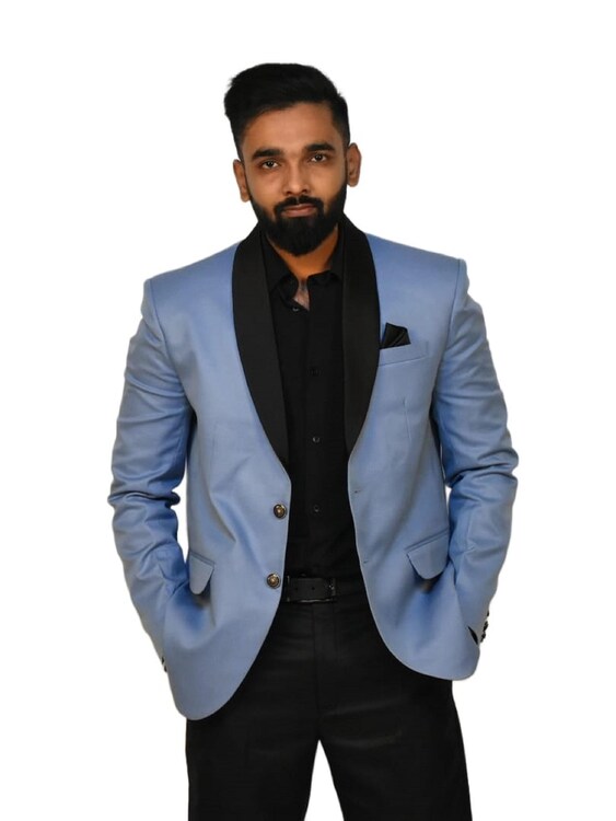 Regular-Fit (Sky Blue Color) Blazer - Image 2